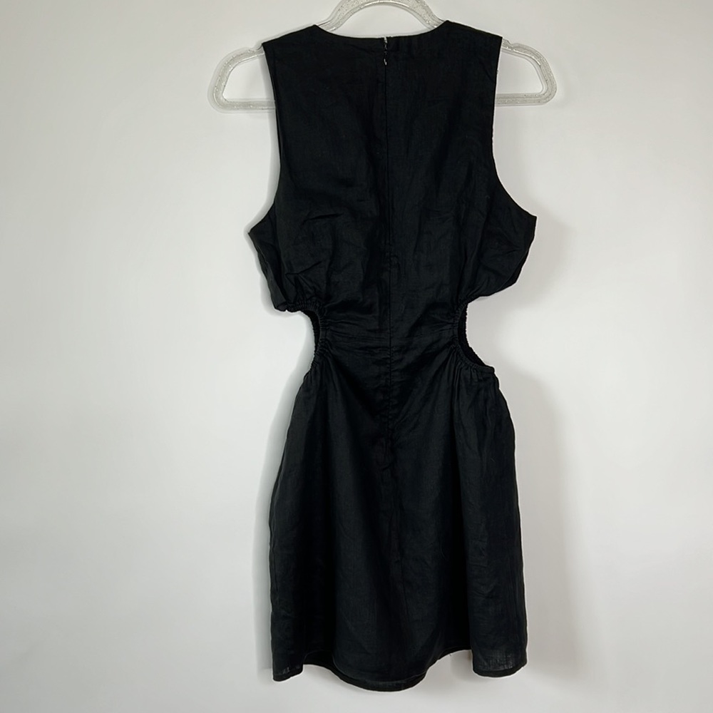 LIONESS Black Linen Mini Dress Sz Medium - Picture 9 of 12